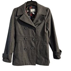 dELiA’s Vintage Y2K Double breasted Pea coat gray wool blend Medium